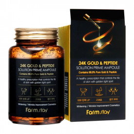 Ампульная сыворотка с золотом и пептидами Farm Stay 24 K Gold & Peptide Solution Prime Ampoule