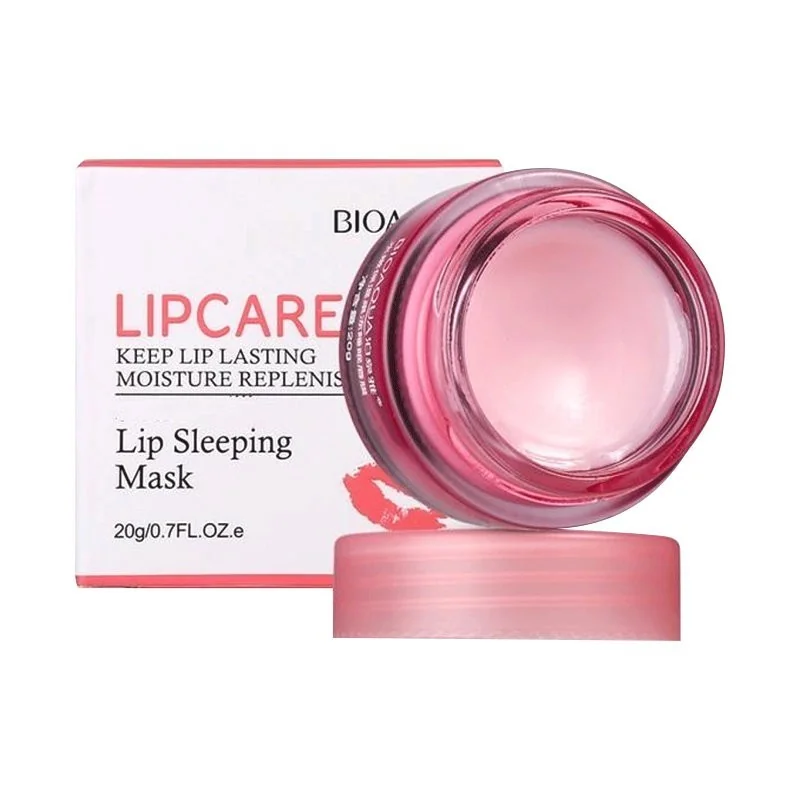 Нічна маска для губ зволоження і відновлення з маслом ши, канделільський воском і екстрактом полуниці BIOAQUA Lip Sleeping Mask